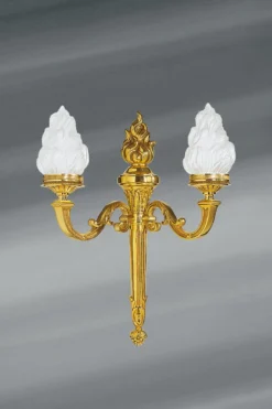 Applique Double En Bronze Massif, Style Louis XVI, Dorée