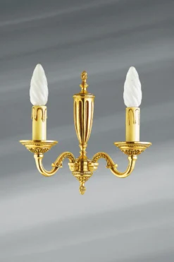 Applique En Bronze Louis XVI Patiné Vieil Or, Deux Bougies