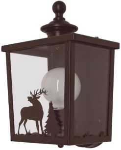 Applique Lanterne D'extérieur, Métal Patiné, Verre Transparent