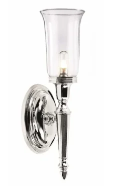 Applique Murale Chromée Salle De Bain Flambeau Lisse Et Verre Transparent Dryden 2