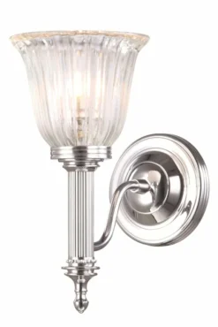 Applique Murale Salle De Bain En Flambeau De Chrome Et Verre Cannelé Carroll 1