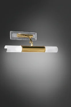 Applique Pour Tableau En Verre Satiné Et Métal Doré Poli 45cm