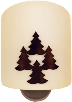 Applique Sapins En Métal Patiné Noir Sur écran En Verre