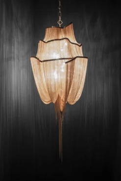 Atlantis Grand Lustre Cascade En Métal Finition Champagne