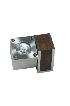 Q-BIC Spot D' Extérieur Cube Orientable En Teck Et Inox