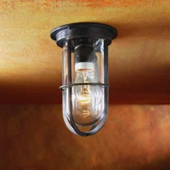 Docklight Ceiling Plafonnier Bronze Antique Verre Clair