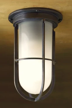 Docklight Ceiling Plafonnier En Bronze Antique Verre Sablé
