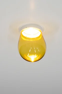 Dropz Spot En Verre Soufflé Ambré Et Métal Blanc