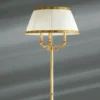 Lampadaire En Bronze Massif De Style Empire, Trois Lumières, Abat-jour Plissé