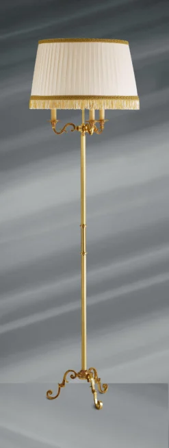 Lampadaire Style Louis XVI, Bronze Doré, Trois Lumières