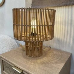 Lampe à Poser Naturelle En Rotin Marron -Magasin D'Éclairage Domestique lampe a poser naturelle rotin 3