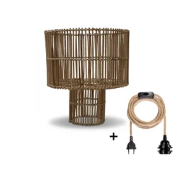 Lampe à Poser Naturelle En Rotin Marron -Magasin D'Éclairage Domestique lampe a poser naturelle rotin 4