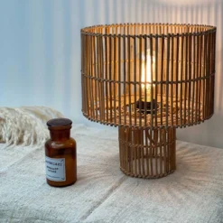 Lampe à Poser Naturelle En Rotin Marron -Magasin D'Éclairage Domestique lampe a poser naturelle rotin 6