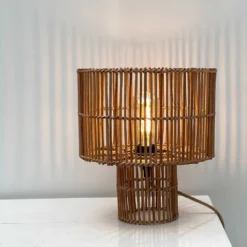 Lampe à Poser Naturelle En Rotin Marron -Magasin D'Éclairage Domestique lampe a poser naturelle rotin 7