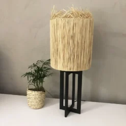 Lampe à Poser XL Avec Abat-jour En Raphia Fait Main - Hauteur 65 Cm