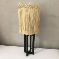 Lampe à Poser XL Avec Abat-jour En Raphia Fait Main - Hauteur 65 Cm -Magasin D'Éclairage Domestique lampe a poser xl raphia fait main 3