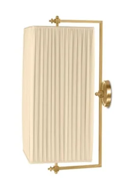 Babylone PM Applique Rectangulaire à Cardan Bronze Doré Et Soie Plissée Ivoire -Magasin D'Éclairage Domestique lampe bronze soie 13090426 2R