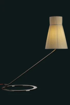 Lampe De Bureau Inclinée Audrey Métal Vernis Noir Et Abat-jour Soie Plissée Ivoire