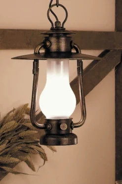 Suspension à Chaîne En Lampe Tempête Métal Patiné Verre Dépoli -Magasin D'Éclairage Domestique lampe fer forge applique 12090016 1R