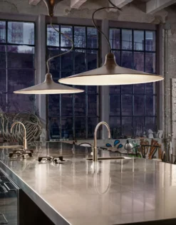 Sassmaor Suspension évasée En Aluminium Vieilli 70cm -Magasin D'Éclairage Domestique lampe porcelaine laiton 20050141 2R