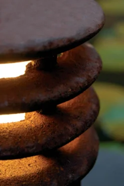 Rusty Balise De Jardin Section Ronde Fonte D'acier 40cm -Magasin D'Éclairage Domestique lampe teck 12050328 2R