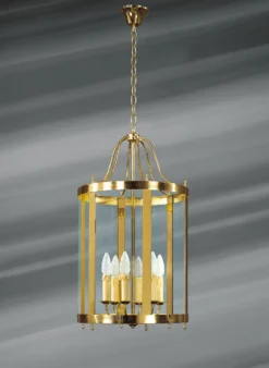 Lanterne En Verre Et Bronze Massif De Style Classique à Six Lumières
