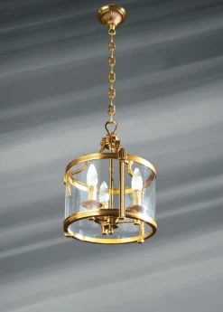 Lanterne Originale, Bronze Et Verre, Trois Lumières