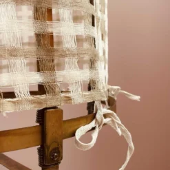 Lanterne Thaïlandaise Métal Et Tissu Ajouré Beige Et écru L -Magasin D'Éclairage Domestique lanterne thailandaise metal et tissu ajoure taupe et ecru uni l 2