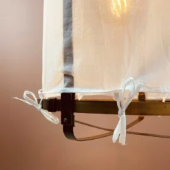 Lanterne Thaïlandaise Métal Et Tissu Blanc Uni L -Magasin D'Éclairage Domestique lanterne thailandaise metal et tissu blanc uni l 4