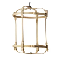 Lanterne Thaïlandaise Suspendue Bambou Et Tissu Lin Moutarde - 2 Tailles -Magasin D'Éclairage Domestique lanterne thailandaise suspendue bambou lin moutarde 2