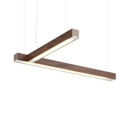 LED40 Suspension En Bois De Noyer En Forme De L