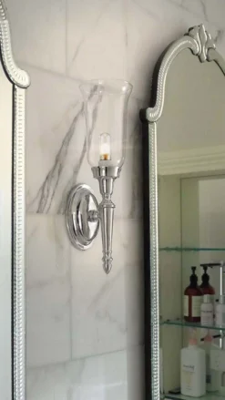 Applique Murale Chromée Salle De Bain Flambeau Lisse Et Verre Transparent Dryden 2 -Magasin D'Éclairage Domestique luminaire anglais classique 12110121 3R