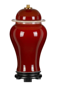 Oxblood Lampe De Table En Céramique Rouge Vernis -Magasin D'Éclairage Domestique luminaire anglais classique 22100300 2R