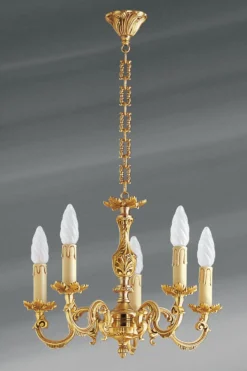 Lustre Bronze Louis XV Cinq Lumières