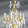 Lustre Doré Cristal De Bohème 6 Lumières Louis XV