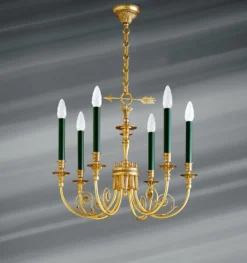 Lustre En Bronze Massif De Style Directoire, Décor De Pompon Et Flèche