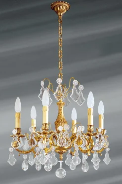 Lustre Louis XV Cristal De Bohème Six Lumières