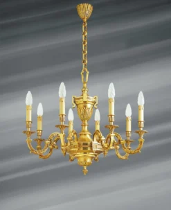 Lustre Louis XVI En Bronze Doré, Huit Lumières