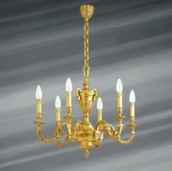 Lustre, Louis XVI, En Bronze Doré, Six Lumières