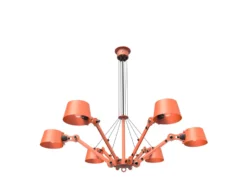 Lustre 6 Lumières Orange Mat En Acier Grainé Bolt