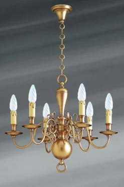 Lustre Style Hollandais Laiton Six Lumières