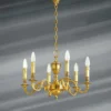 Lustre Style Louis XVI Bronze Massif Finition Vieil Or 6 Lumières