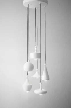 Lustrini Suspension Contemporaine 6 Lumières Blanc Mat