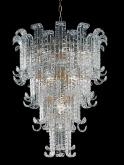 New Felci Lustre Art Déco En Cristal Vénitien 12 Lumières