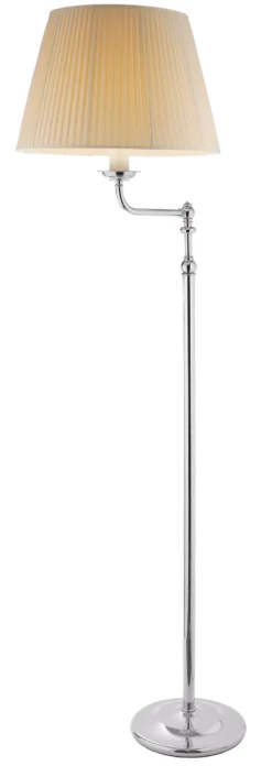 Nuguria Lampadaire Chromé Et Abat-jour Plissé Ivoire