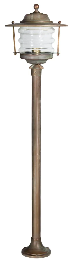 Onda Petit Lampadaire D'extérieur Lanterne En Laiton Vieilli 110cm