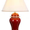 Oxblood Lampe De Table En Céramique Rouge Vernis