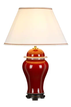 Oxblood Lampe De Table En Céramique Rouge Vernis