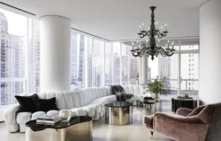 Palladiano Lustre En Cristal De Venise Noir Opaque 18 Lumières