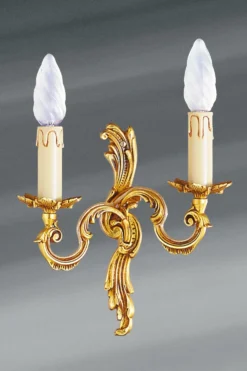 Petite Applique En Bronze Louis XV Vieil Or Deux Bougeoirs